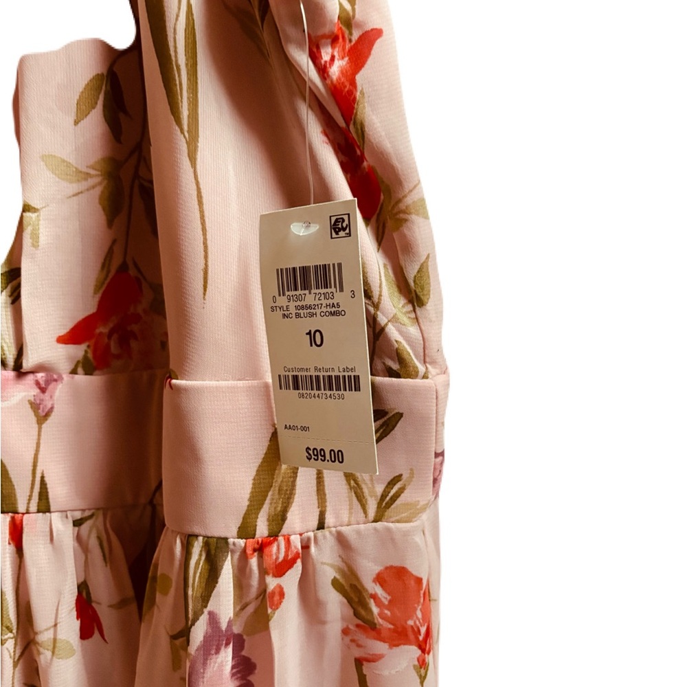 INC Brand Pink Floral Maxi Dress Halter style size 10 New w tags - Picture 4 of 9